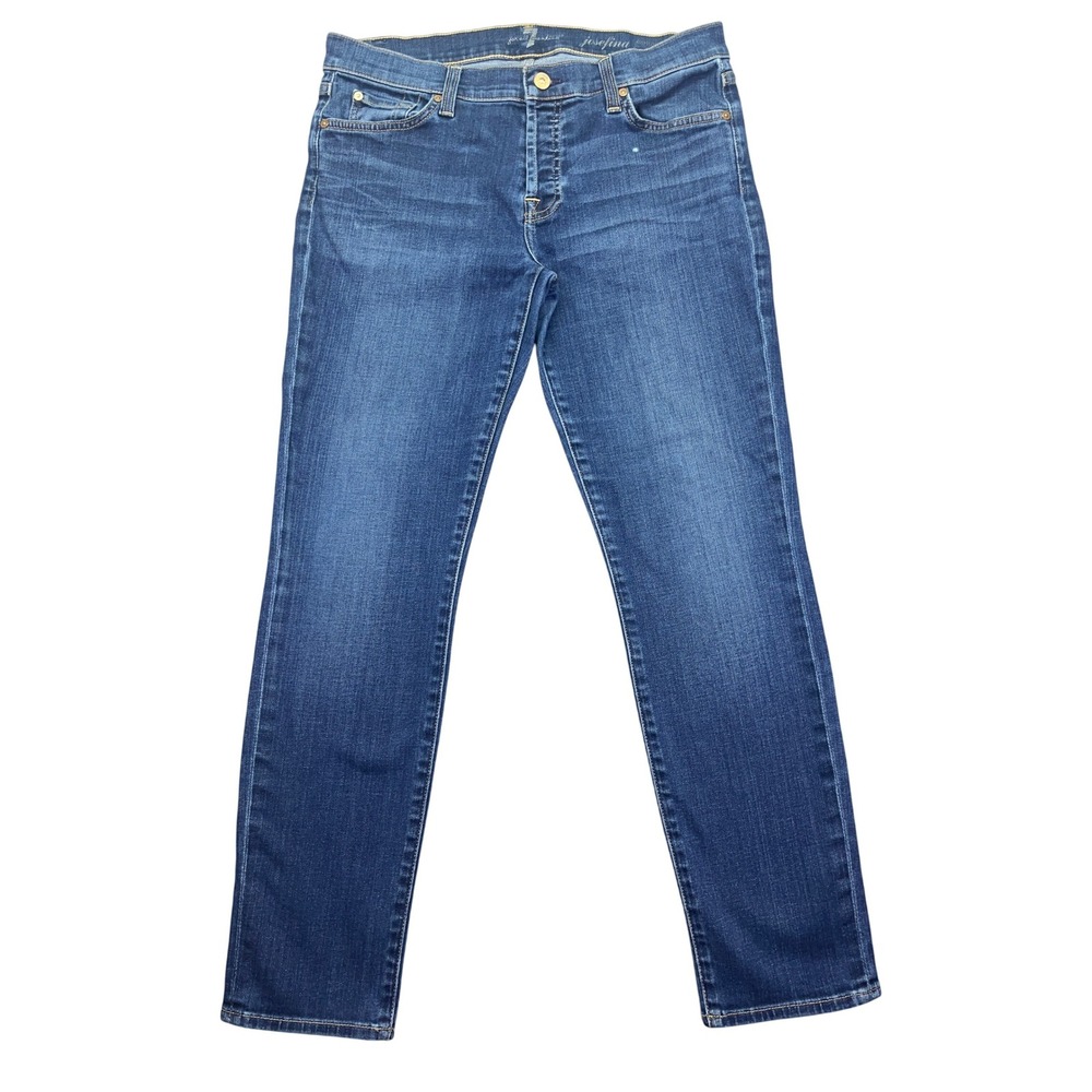 7 For All Mankind Josefina Skinny Boyfriend‎ Jeans Dark Wash Sz 28 Fits 31"